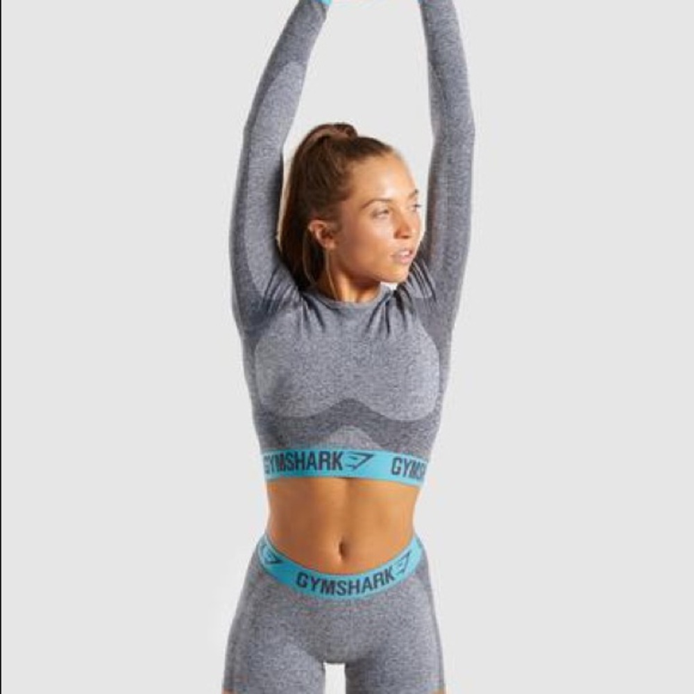 Gymshark Flex Crop in Teal & Grey